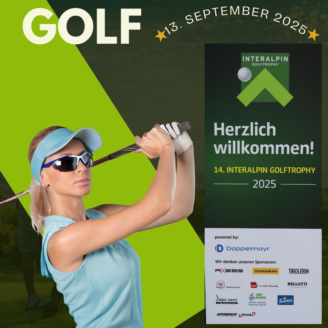 Golfspielerin vor grünem Hintergrund